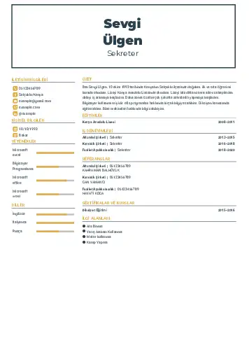 Sekreter CV Örnekleri cv indir